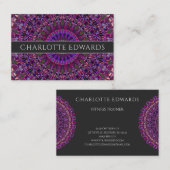 Lila bunter BlumenMandala Visitenkarte (Vorne/Hinten)