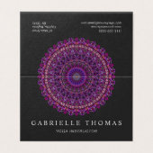 Lila bunter BlumenMandala Visitenkarten (Außenseite Aufgefaltet)