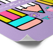 Lila buntes Lehrer Cartoon Bleistift Poster (Ecke)