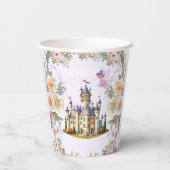 Lila Burg Märchenthema vielen Dank Pappbecher (Rückseite)