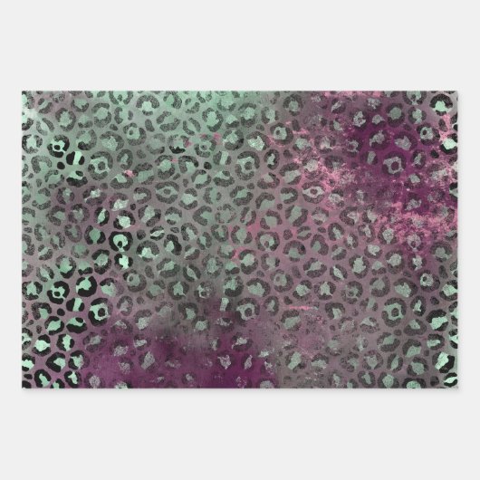 Lila Burgundy Aqua Mint Zebra Geschenkpapier Set (Vorderseite 3)