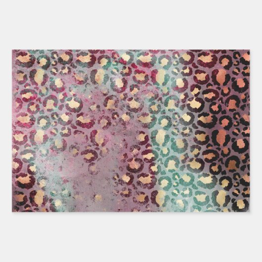 Lila Burgundy Aqua Mint Zebra Geschenkpapier Set (Vorderseite 2)