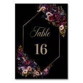Lila Burgundy Black Floral Geometric Wedding Tischnummer (Rückseite)
