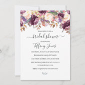 Lila Burgundy Bloral Bloom Brautparty Einladung (Vorderseite)