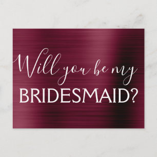 Lila Burgundy Elegant Werden Sie meine Bridesmaid  Einladungspostkarte