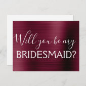 Lila Burgundy Elegant Werden Sie meine Bridesmaid Einladungspostkarte (Vorne/Hinten)