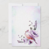 Lila burgundy lila Blume mit Vogelfedern Einladung (Rückseite)