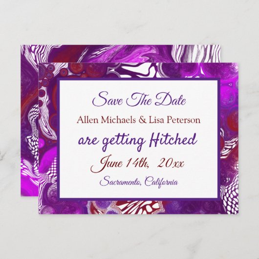 Lila Burgundy Pour Paint.Wedding Speichern Sie das Postkarte (Vorne/Hinten)