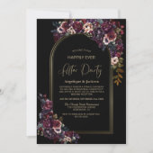 Lila Burgundy Schwarze Hochzeit nach dem Party Einladung (Vorderseite)