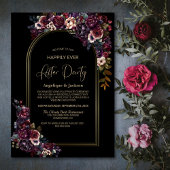 Lila Burgundy Schwarze Hochzeit nach dem Party Einladung