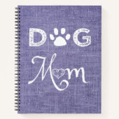 Lila Burlap Dog Mama Notebook Notizblock (Vorderseite)