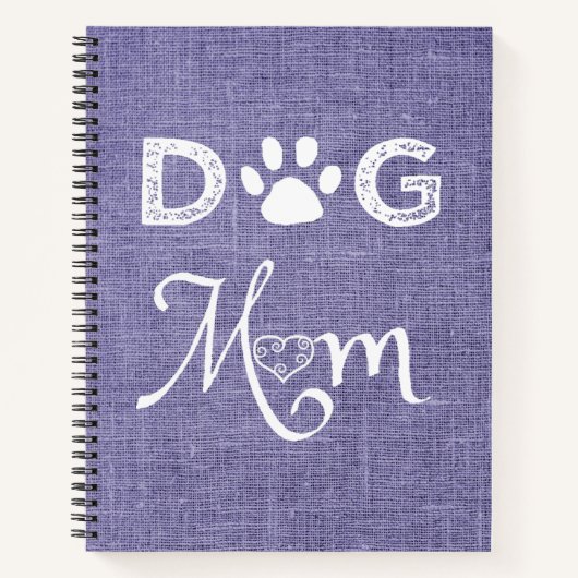 Lila Burlap Dog Mama Notebook Notizblock (Vorderseite)