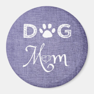 Lila Burlap Hund Mama Magnet
