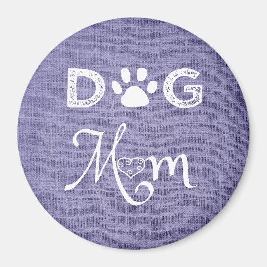 Lila Burlap Hund Mama Magnet (Vorne)