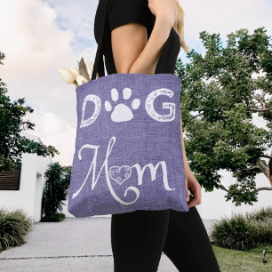 Lila Burlap Hund Mama Tote Bag Tasche
