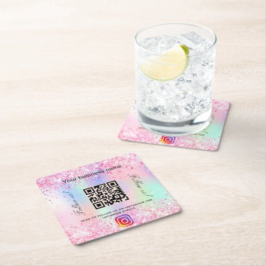 Lila Business-Salon mit rosa Rosa-Farbton, qr-Code Rechteckiger Pappuntersetzer (Vor Ort)