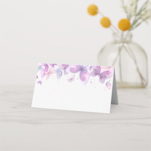 Lila Butterflies-Hochzeit Platzkarte (Rückseite)