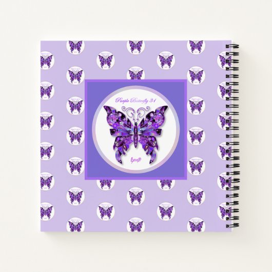 Lila Butterfly 31-Notebook Notizblock (Rückseite)