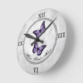 Lila Butterfly-Acryl-Wand-Uhr Runde Wanduhr (Winkel)