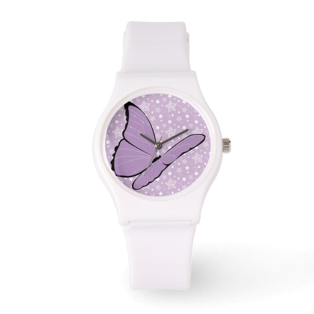 Lila Butterfly Armbanduhr (Vorderseite)