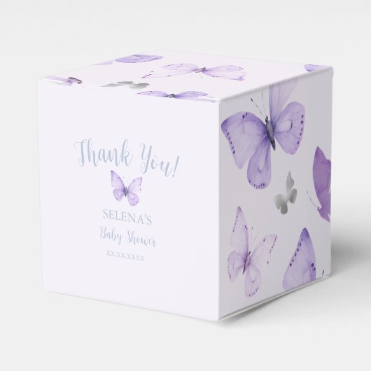 Lila Butterfly Baby Duschbox Geschenkschachtel (Vorderseite)