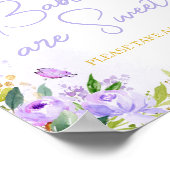 Lila Butterfly Baby Dusche Babys sind süß Poster (Ecke)