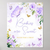 Lila Butterfly Baby Dusche Babys sind süß Poster (Vorne)