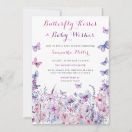Lila Butterfly-Baby-Dusche Einladung