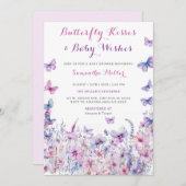 Lila Butterfly-Baby-Dusche Einladung (Vorne/Hinten)