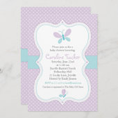 Lila Butterfly Baby Dusche Einladung (Vorne/Hinten)