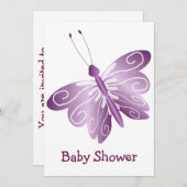 Lila Butterfly-Baby-Dusche Einladung (Vorne/Hinten)