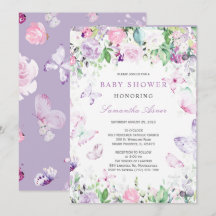 Lila Butterfly-Baby-Dusche