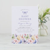 Lila Butterfly-Baby-Dusche Einladung (Stehend Vorderseite)