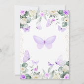 Lila Butterfly-Baby-Dusche Einladung Mädchen (Rückseite)