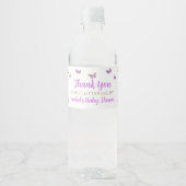 Lila Butterfly Baby Dusche Gefallen Wasserflaschenetikett (Vorderseite)