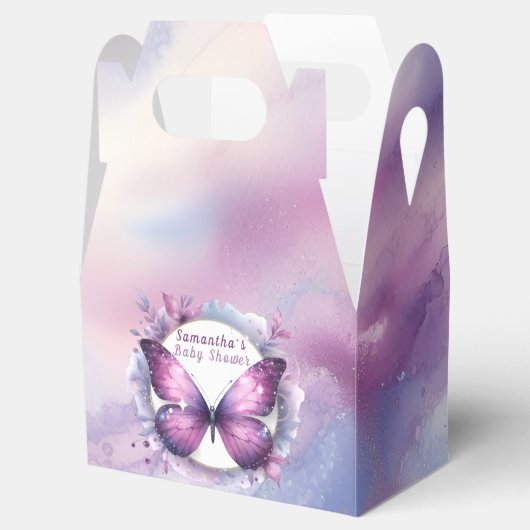 Lila Butterfly-Baby-Dusche Geschenkschachtel (Geöffnet)