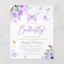 Lila Butterfly Baby Dusche laden ein
