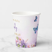 Lila Butterfly-Baby-Dusche Pappbecher (Rückseite)