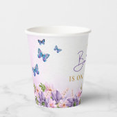 Lila Butterfly-Baby-Dusche Pappbecher (Vorderseite)