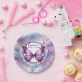 Lila Butterfly-Baby-Dusche Pappteller (Party)