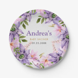 Lila Butterfly-Baby-Dusche Pappteller