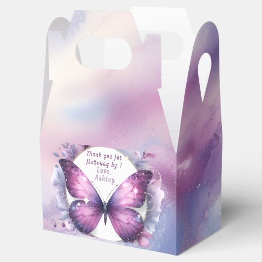 Lila Butterfly Baby Dusche Vielen Dank Geschenkschachtel (Geöffnet)