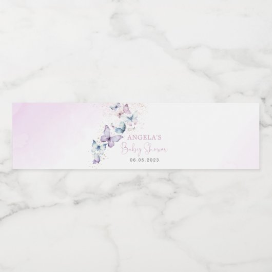 Lila Butterfly Baby Dusche Wasser Flasche Etikett (Einzelnes Label)