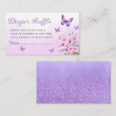 Lila Butterfly-Baby-Duschkabine-Windeln-Raffel-Tic Begleitkarte (Vorne/Hinten)