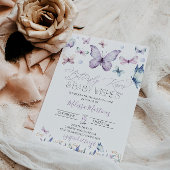 Lila Butterfly Baby-Kinderdusche Einladung