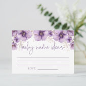 Lila Butterfly Baby Name Ideas, Babydusche Begleitkarte (Stehend Vorderseite)