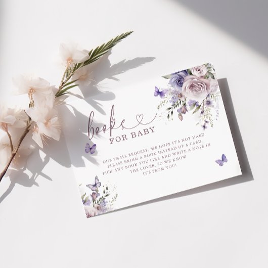 Lila Butterfly-Babyduschbücher für Kinder Begleitkarte