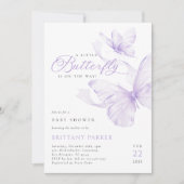 Lila Butterfly-Babydusche Einladung (Vorderseite)