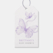 Lila Butterfly-Babydusche Geschenkanhänger (Vorderseite)