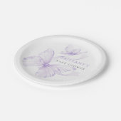 Lila Butterfly-Babydusche Pappteller (Schrägansicht)